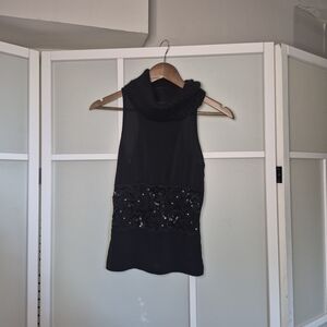 Elegant Black Top with Sequin Accents